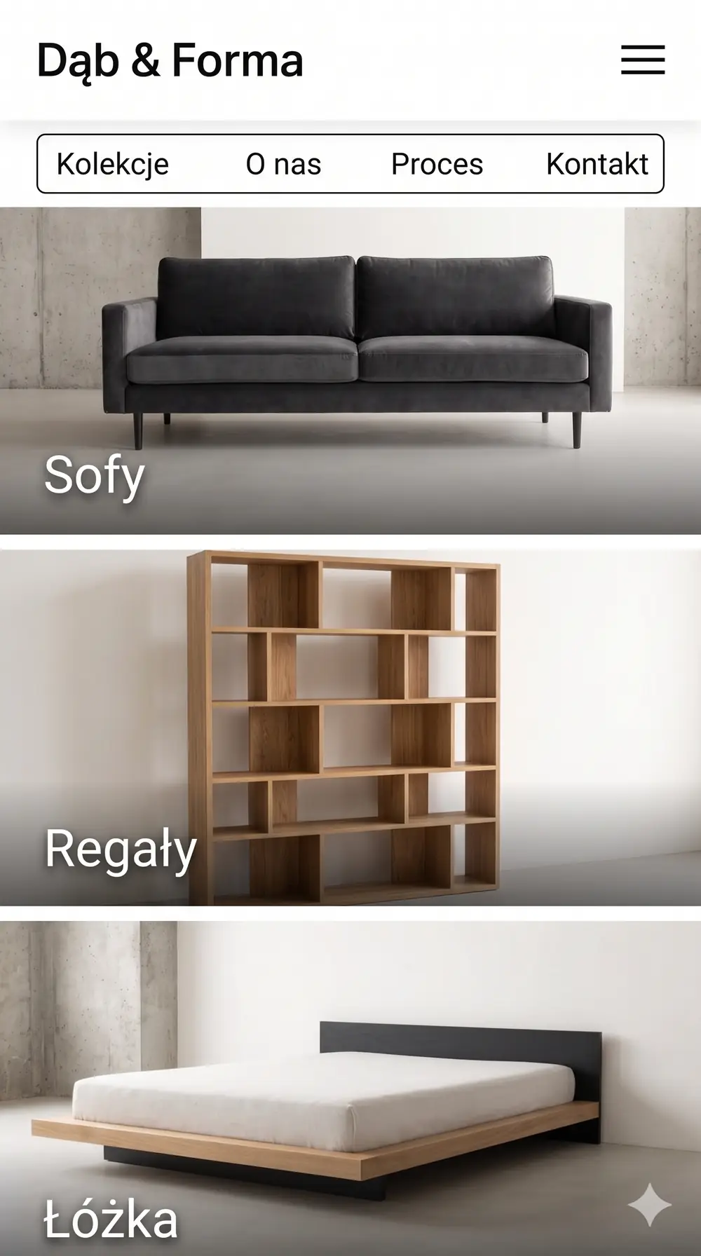 Dąb & Forma — Kolekcje (mobile)
