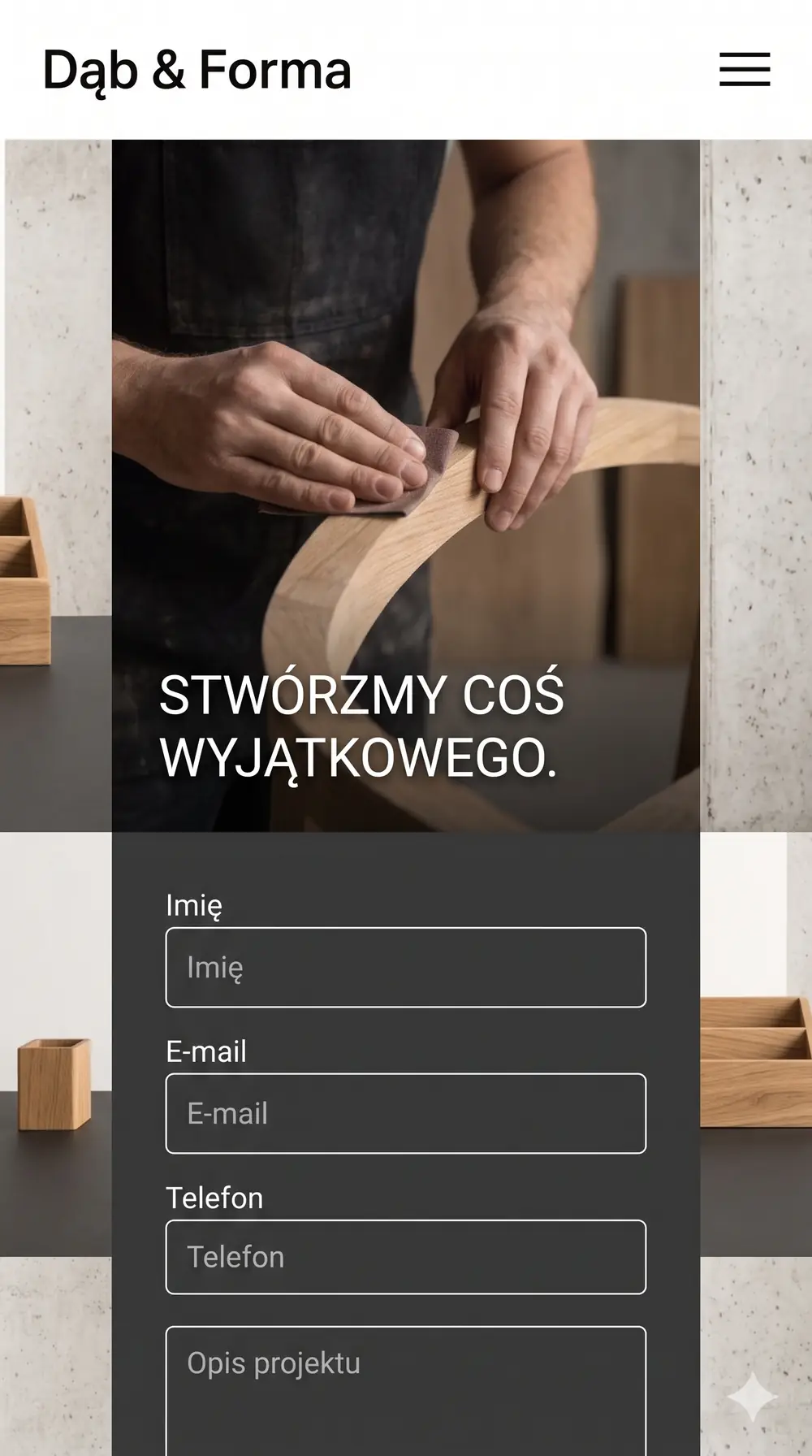 Dąb & Forma — Formularz wyceny (mobile)